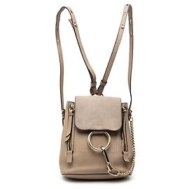 Mochila Faye Mini em Couro de Bezerro e Suede Chloé Marrom Marrom Taupe