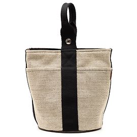 Hermès Sac Toile Saxo PM Marron Marron Beige
