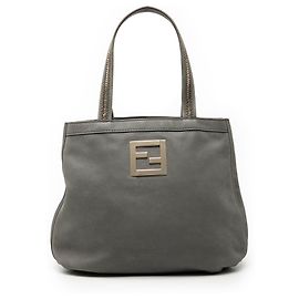 Fendi Gray Nubuck FF Chains Tote Brown