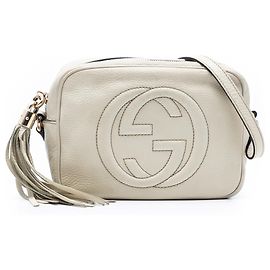 Bolsa transversal Gucci Soho Disco em couro branco Branco