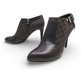 BOTINES ANKLE MONOGRAM MINI LIN LOUIS VUITTON 39.5 Castaño