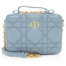 Bolsa Caro em couro de bezerro Macrocannage Dior Azul