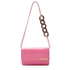 Bolsa de ombro Le Riviera em couro com estampa de crocodilo da Jacquemus Rosa