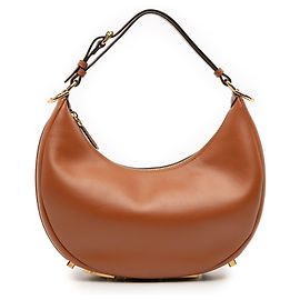 Fendi Pequena Bolsa Hobo de Couro Fendigraphy Marrom