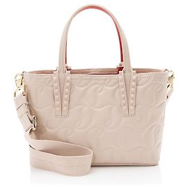 Mini Tote Cabata de cuero grabado Christian Louboutin Rosa