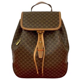 Céline Mochila de cuero Celine Macadam Blazon Castaño