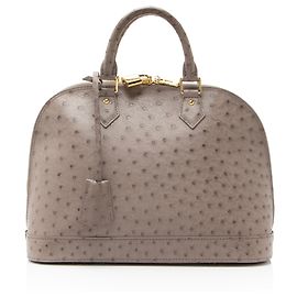Louis Vuitton Alma PM Handtasche aus Straußenleder Grau