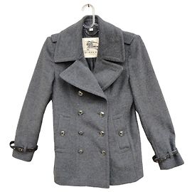 Burberry London Grey Wool and Cashmere Coat Grey
