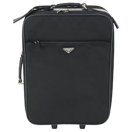 Mini mala de rodinhas Prada em tessuto e couro Saffiano Preto
