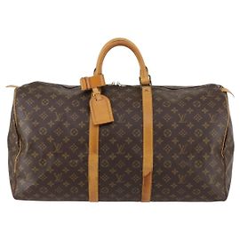 Sac Keepall Louis Vuitton en toile Monogram 55 Marron