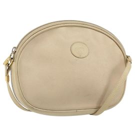 Bolsa de Ombro de Couro Bege Dourado GUCCI 007 112 0094 Auth ep13291 Bege Dourado