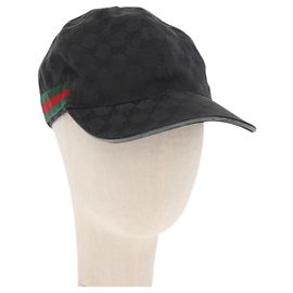 Cappello GUCCI GG Canvas Web Sherry Line Nero Rosso Verde 200035 Auth 163480 Nero Rosso Verde