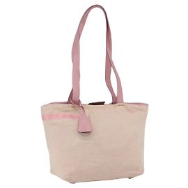 PRADA Tote Bag Canvas Pink Silver Auth bs33108 Silvery Pink