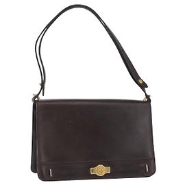 Sac à épaule Christian Dior en cuir marron doré Auth bs33067 Marron Doré