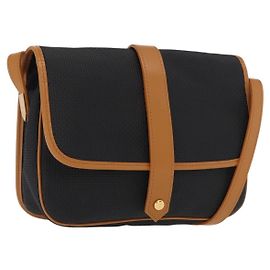 SAINT LAURENT Sac à épaule en toile enduite Noir Or Auth 170468 Noir Doré