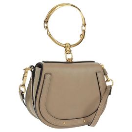 Chloé Bolsa de mão Chloe Nile em couro 2 em 1 bege ouro Auth 169017V Bege Dourado