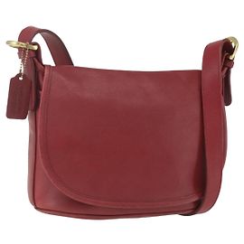 Coach Bolsa de Ombro de Couro Vermelha e Dourada Auth 165111 Vermelho Dourado