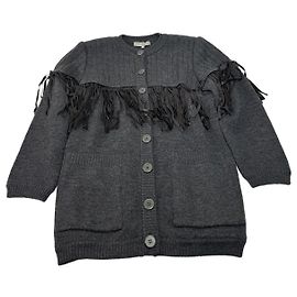 Vintage Givenchy Wollmantel / Strickjacke Anthrazit L Anthrazitgrau
