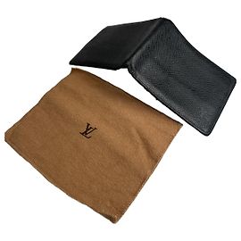 Vintage Louis Vuitton Taiga Leather Card Holder Black Black
