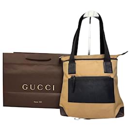 Vintage Gucci Canvas/Leder Handtasche in Kamelbraun Kamel