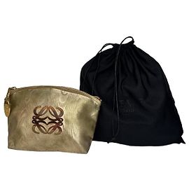Vintage Loewe Madrid Perlengeprägte Leder-Clutch Gold Braun Golden