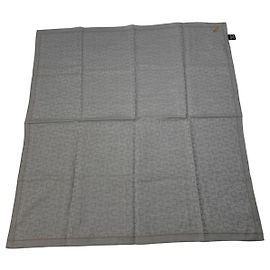 Céline Vintage Celine C Monogram Scarf Silver Black Grey