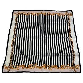 Sciarpa Stripes Vintage Fendi Nero Bianco Oro Nero