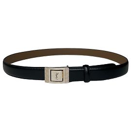 Vintage Yves Saint Laurent Snake Emblossed Leather Belt Black Black