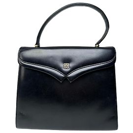 Vintage Givenchy Leather Logo Handbag Black Black