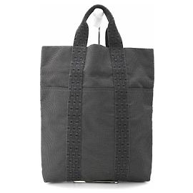 Hermès Hermes Her Line Gray Canvas Airline Cabas Tote Bag Brown