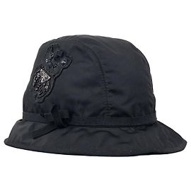 Sombrero bucket con logo triangular de strass Prada de los 2000 Negro