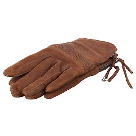 Balmain by Decarnin 2010s Suede Leather Biker Gloves Brown