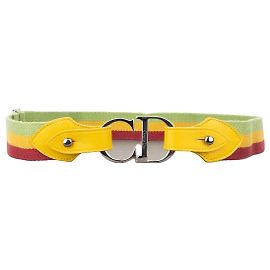 Dior von Galliano SS04 'Rasta' Logo Gürtel Gelb