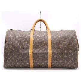 Bolsa de viagem Keepall 60 em lona Monogram com couro Vachetta da Louis Vuitton Monograma