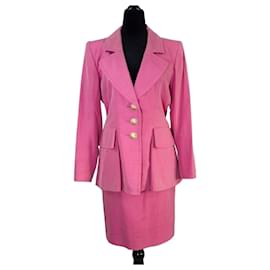 Yves Saint Laurent Costume en soie rose YSL années 1990 Rose