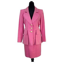 Yves Saint Laurent Conjunto de seda rosa YSL anos 1990 Rosa
