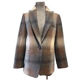 Christian Dior Checked Wool Blazer Brown Beige Grey