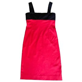 Rot schwarzes Kleid Polyester Baumwolle Lycra Gr. 36 Adolfo Dominguez Schwarz Rot