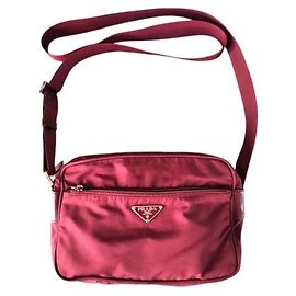 Prada Bordeaux Red Shoulder Crossbody Logo Bag Red