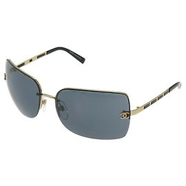 Chanel Black Gold CC Logo Navy Tinted Sunglasses 4112 Black Golden