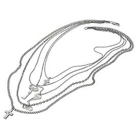 Linda colar vintage DOLCE & GABBANA em aço prateado com corrente múltipla de 5 fios e charms Prata