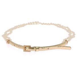 Cinto Chanel dourado com pérolas brancas Dourado
