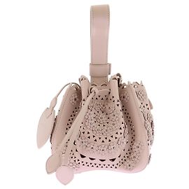 Alaïa Bolsa "Rose Marie 16" em couro com flores Bege