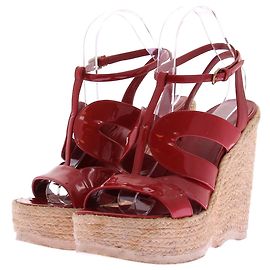 Saint Laurent Espadrilles à talons rouges vernis Rouge