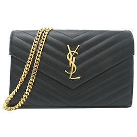 Cartera de cadena Cassandra Saint Laurent París Negro