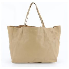 Céline Bolsa tote de couro horizontal Celine Marrom Bege