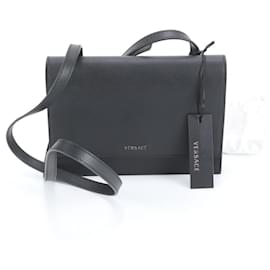 Versace Leder Schultertasche Schwarz