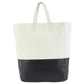 Céline Celine Horizontal Cabas Leather Tote Bag White