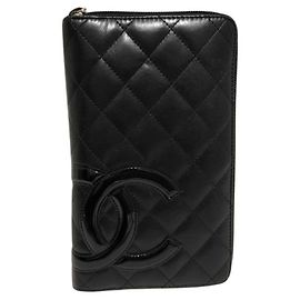 Chanel Cambon Long Wallet Black Pink