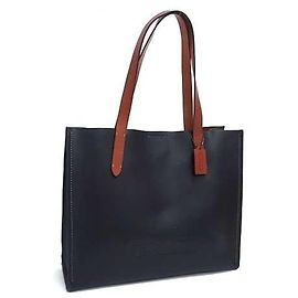 Bolsa tote de couro preta e marrom COACH Marrom Preto